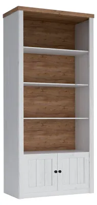 Produktbild von Bücherregal Léandre mit 2 Türen, Weiß und Holzoptik, 198.1cm