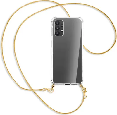 Produktbild von Handykette Backcover-Schutzhülle mit Band (Metall goldfarben) für Samsung Galaxy A23 4G - goldfarbene Kette Snake