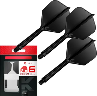 Produktbild von Target Darts K-Flex No.6 Dart Flights und Shafts, Medium 33mm, Schwarz, 3er Set