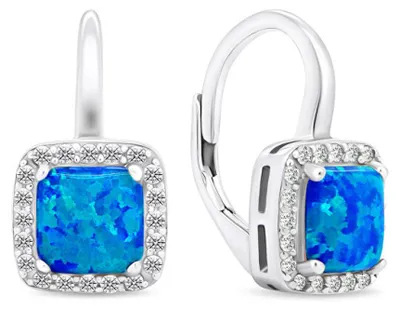 Produktbild von Elegant silver earrings with synthetic opals EA366WB