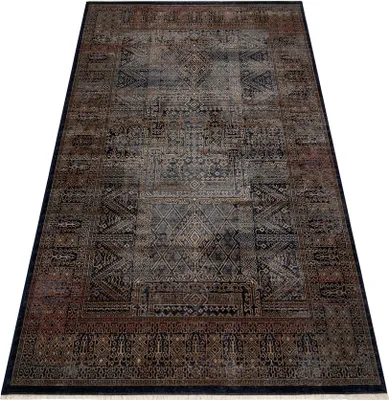 Produktbild von Teppich Wolle KESHAN Franse, Rahmen orientalisch 1251/53511 gold / dunkelblau Blau 80x145 cm