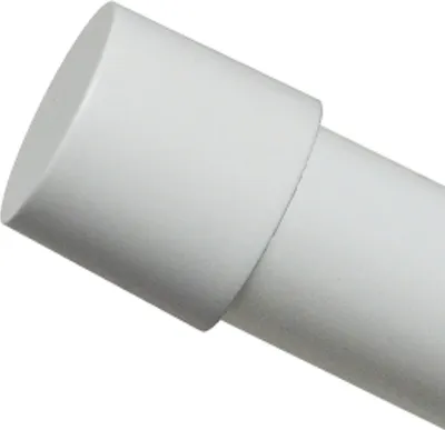 Zdjęcie produktu dla Voppi Karnisz pojedynczy Loft z żabkami 120 cm biały 19 mm, metalowy karnisz rurkowy, nowoczesny karnisz ścienny