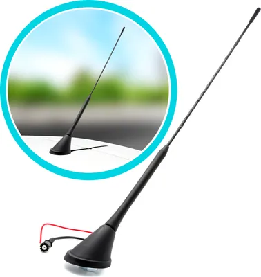 Produktbild von Set 41cm KFZ Stabantenne Dachantenne + Auto Antennenfuß Sockel Universal