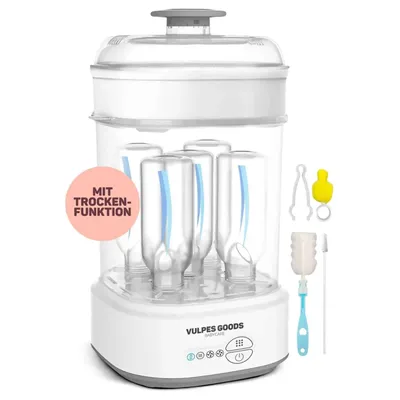 Produktbild von Vulpes Goods PRO Sterilisator für Babyflaschen 5-in-1 Komplettfunktion, Flaschensterilisator Baby Reinigungsset mit Dampftechnologie
