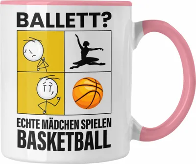 Produktbild von Trendation - Basketball Mädchen Tasse Sport Geschenk Frauen Echte Mädchen Spielen Basketball-Spielerin (Rosa)