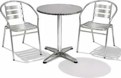 3-tlg Bistrogarnitur Balkonset Rund Ø 60cm Aluminium Stehtisch H70/110cm