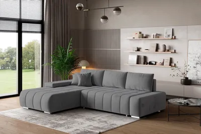 Produktbild von Masseno Ecksofa ALESE L-S mit Schlaffunktion L-Form, Sofa mit Bettkasten, Wohnzimmersofa, Couch, Soffa, Bettsofa, Couchgarnitur- Grau, MONOLITH 85