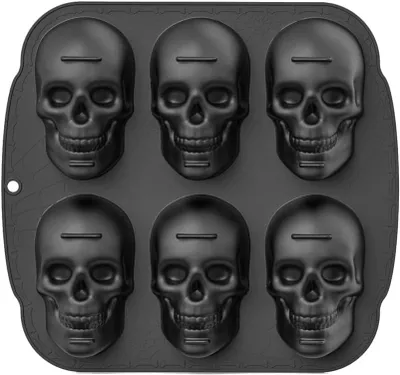 Produktbild von Totenkopf Kuchenform Halloween Silikonformen 3D 6-fach
