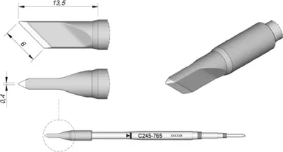 Produktbild von JBC Lötspitze Serie C245 Klingenform, C245765/6,0 x 0,4 mm, gerade C245765
