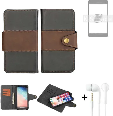 Produktbild von K-S-Trade Handyhülle Schutzhülle Bookstyle Wallet-Case kompatibel mit Samsung Galaxy S22+ + earphones Bumper rundumschutz schwarz-braun 1x