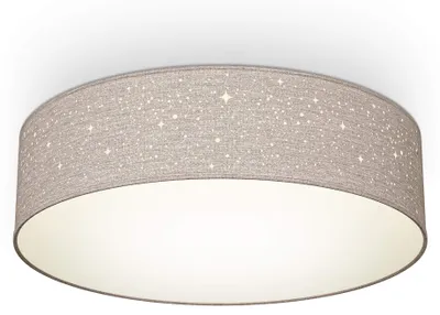 Productafbeelding van Plafondlamp met sterrenmotief, stoffen lamp, textiel, geschikt voor kinderkamer of slaapkamer, kleur taupe, fitting E27