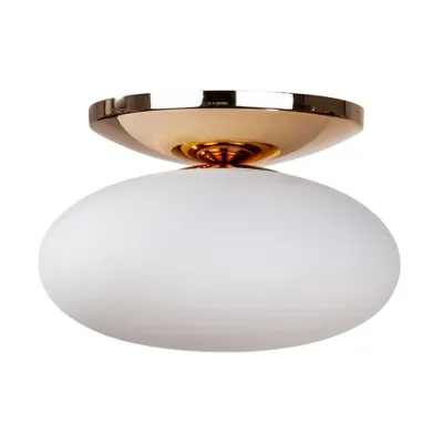 Image de Plafonnier OMI blanc et doré, 1xE27x40W, en verre, dimensions : 26x40x40 cm, IP20, Zuma Line