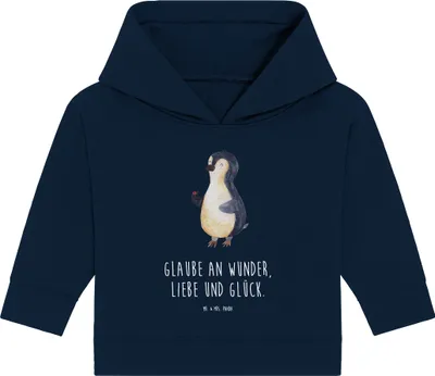 Produktbild von Mr. & Mrs. Panda Organic Baby Hoodie Pinguin Marienkäfer 24. - 36. Monat - French Navy - Geschenk, Liebe, Kapuzenshirt, Kapuzensweatshirt, Kleine Wunder, Aufmerksam