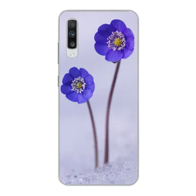 Produktbild von MuchoWow® Handyhülle Schutzhülle Hülle für Samsung Galaxy A70 Blumen - Schnee - Lila Silikon Softcase Handy Hülle - Schutzhaube