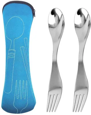 Produktbild von Reisebesteck-Set - 2-in-1 Spork mit Etui - Tragbar und leicht