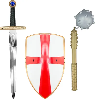 Produktbild von Ritter Set - Schild, Schwert und Morgenstern Rot