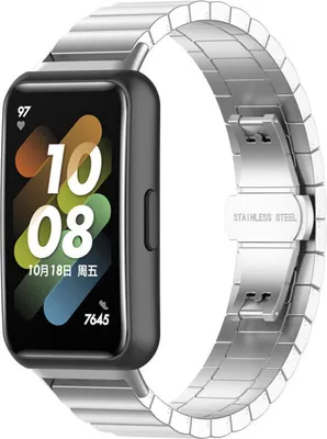 Produktbild von Strap-it Huawei Band 7 Metallarmband (Silber)
