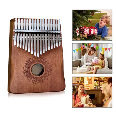 Produktbild von Kalimba Daumenklavier 17 Tasten aus Mahagoni,Fingerpiano Set mit Tasche,Mini Handklavier für Anfänger und Kinder