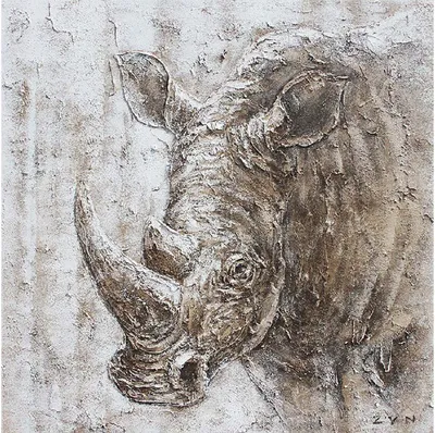 Produktbild von Leinwandbild - Motiv: Nashorn - 100 x 100cm
