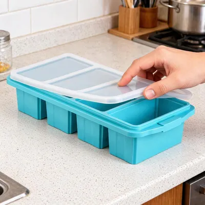 Productafbeelding van Solidchoice - Silicone Diepvriesvorm met Deksel, BPA-vrij en Stapelbaar