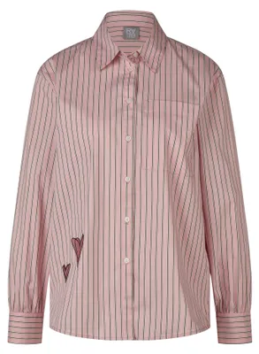Produktbild von Rabe Bluse Rosa Größe 42 aus Baumwollmischung mit Brusttasche und gestreiften Manschetten