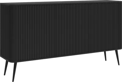 Produktbild von Selsey Ovarlo - Sideboard, Schwarz mit schwarzen Metallbeinen, 163 cm
