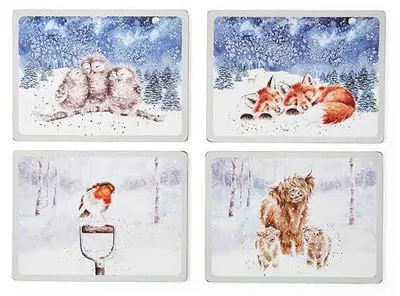 Platzsets Winterhimmel, 4 Stück, 40,1 x 29,8 cm, aus Verbundholz