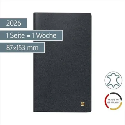 Produktbild von BRUNNEN Taschenkalender Mod. 758 '26 | A6, Leder, schwarz