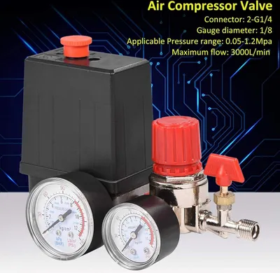 Produktbild von Pressostat-Kompressor, Luftkompressor 12 bar, Pressostat-Druck mit Manometern zur Regelung der Schnelldruckreduzierung