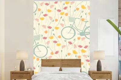 Productafbeelding van Fotobehang, klaproosmotief, 170 cm x 260 cm.  Fietstapis, klaproosdesign, 170 cm x 260 cm