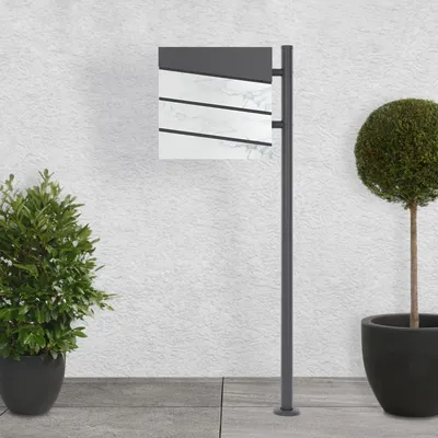 Obrázek produktu pro Poštovní schránka ML-Design s přihrádkou na noviny, 37x37x11 cm, antracitový/mramorový vzhled, včetně stojanu