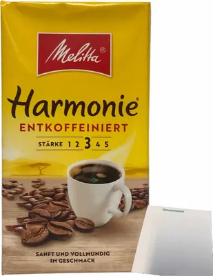 Produktbild von Melitta Kaffee Harmonie entkoffeiniert gemahlen Stärke 3 (1x500g Packung) + usy Block