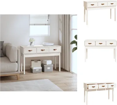 Obrázek produktu pro vidaXL Konzolový stolek bílý 114x40x75 cm z masivního borovicového dřeva - Odkládací stolky