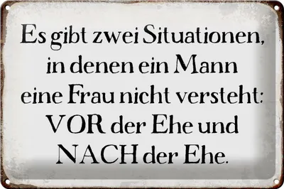 Produktbild von Blechschild Spruch 30x20cm Mann Frau vor nach der Ehe