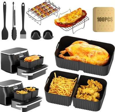 Produktbild von Backform Heißluftfritteuse zubehör für Ninja Airfryer AF500EU 12-tlg BPA-frei,Airfryer Zubehör Set für Ninja Foodi AF500EU& AF500EUCP,Silikonformen