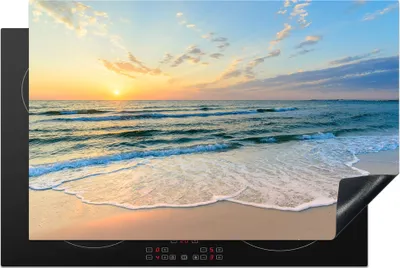 Produktbild von KitchenYeah© Herdabdeckplatte Strand - Meer - Sonnenuntergang - Golf , 81x52cm, Küche Deko, Glaskeramikkochfeld Herdabdeckung, Abdeckplatte fùr Kochfeld