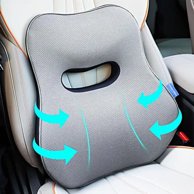 Produktbild von Rückenstützkissen für Bürostühle – abnehmbar – Memory Foam – Lendenwirbelstützkissen für langes Sitzen