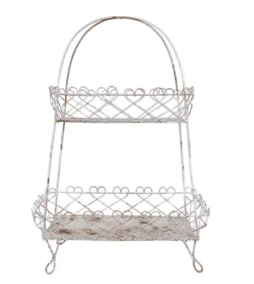 Immagine prodotto di Etagere a 2 strati Clayre & Eef 47x24x66 cm Bianco Marrone Metallo