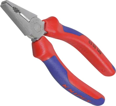 Zdjęcie produktu dla Knipex 03 05 140, Szczypce uniwersalne lineman's, Stal, Plastik, Niebieski, Czerwony, 140 mm, 139 g