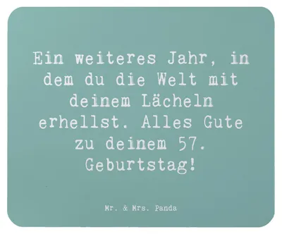 Produktbild von Mr. & Mrs. Panda Mauspad Spruch 57. Geburtstag Lächeln - Meeresbrise - Geschenk, Mouse Pad, pc, Wertschätzung, computer, Mousepad, Glückwunsch, Geburtstagserinnerungen