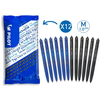 Produktbild von Pilot Super Grip-G Einziehbarer Kugelschreiber 1mm - Mittel - Farbbereich Schwarz/Blau - 12 Stück