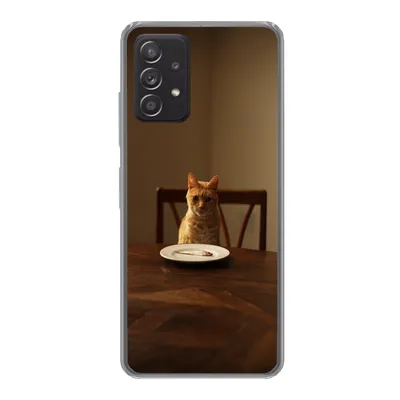 Produktbild von MuchoWow® Handyhülle Schutzhülle Hülle für Samsung galaxy a73 Katze - Esstisch - Teller Silikon Softcase Handy Hülle - Handyhülle