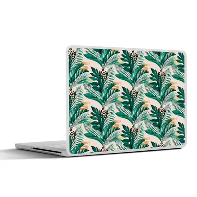 Produktbild von MuchoWow® Laptop Aufkleber Sticker Cover Palmenblatt - Pantherdruck - Gold 25x18 cm - Laptop-Deko