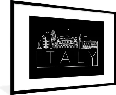 Produktbild von MuchoWow® MuchoWow® Gerahmtes Poster Stadtbild "Italien" mit schwarzem Hintergrund 90x60 cm - Poster mit zchwarzem Bilderrahmen - Wanddekoration - Fotos