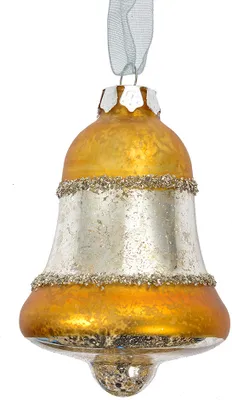 Produktbild von Clayre & Eef Weihnachtsanhänger Ø 5x9 cm Goldfarbig Glas