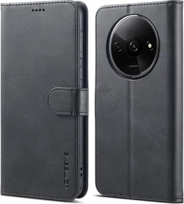 Image de Etui pour Xiaomi Redmi A3 étui en cuir avec fermeture magnétique et support, étui de protection noir