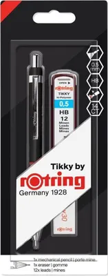 Zdjęcie produktu dla ROTRING Feinminenstift Tikky Schwarz 0,5 +30 Radierer 1er Bl