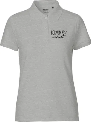 Produktbild von Huuraa Damen Polo Shirt Borkum verliebt XL Sport Grey Bio Baumwolle Fairtrade Poloshirt Geschenkidee