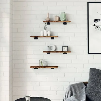 Produktbild von “2026 Modern“ Wandregale 4er-set - Räuchereiche 40x10x1,5cm Holzwerkstoff - Bücherregale Designermöbel 317820 - Bücherregale