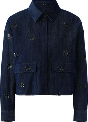 Produktbild von Oui Damen Jacke aus elastischem Baumwolldenim, gerader Schnitt, verkürzt, Größe 42